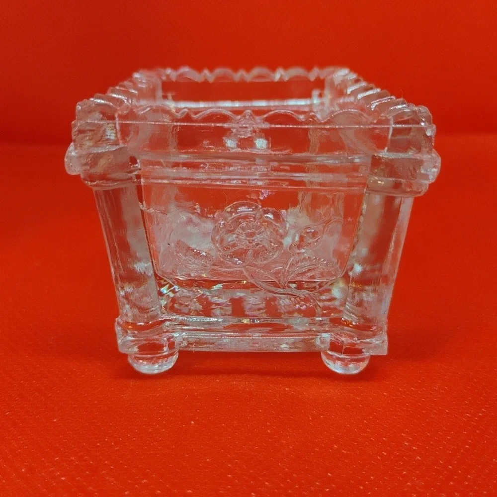 Antique New England NE Glass Company Boston Lacy Salt Dip Cellar 1820-1850s Flaw